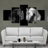 5 панелей, черно-белые постеры и принты с лошадьми, холст с изображением животных, современный домашний декор, настенное искусство для гостиной, БЕЗ РАМКИ