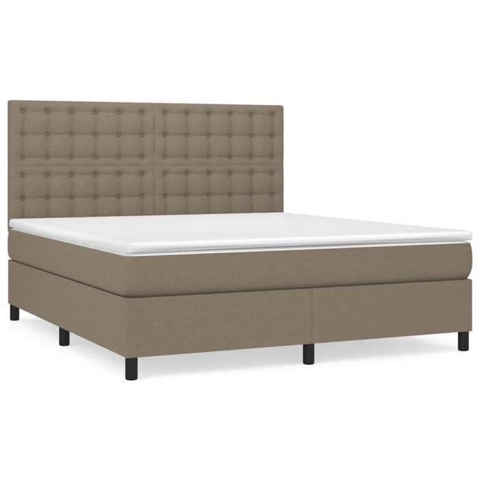 Maison Exclusive - Sommier à lattes de lit avec matelas Taupe 180x200 cm Tissu