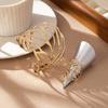 Elegant Open Bangle Ring Set Vintage Retro Jewelry Set Trendy Hollow Leaf Bangle  Special Occasions