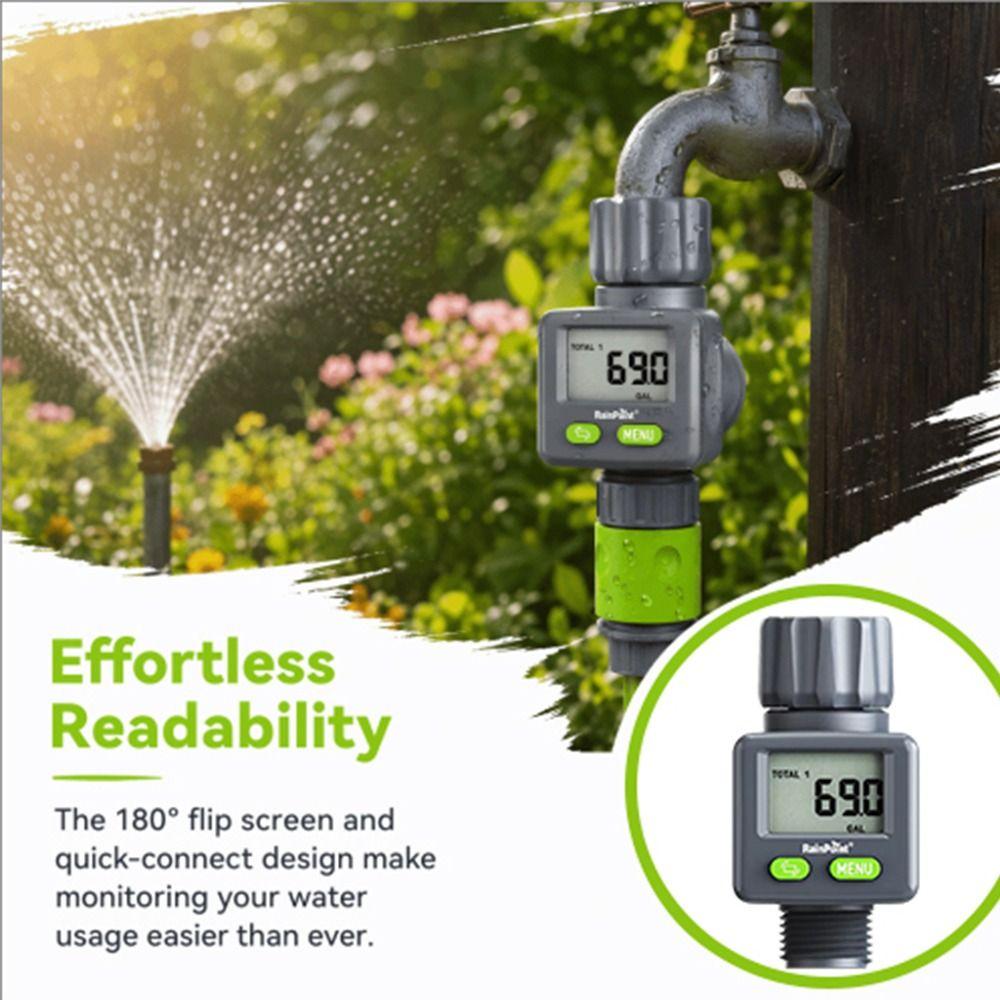Flip Display Flow Gauge Automatic Water Meter Irrigation Flow Counter  Sprinkler System