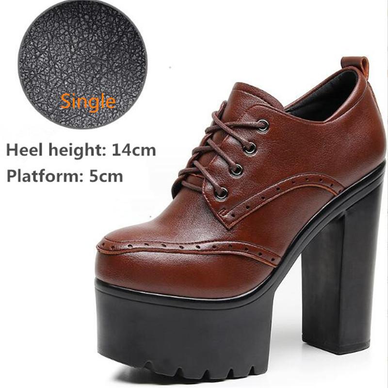 New Women Pumps Shoes Size 32-43 Deep Mouth Women Oxfords Fall Winter Plush Thick High Heel Shoes Platform Pumps Office