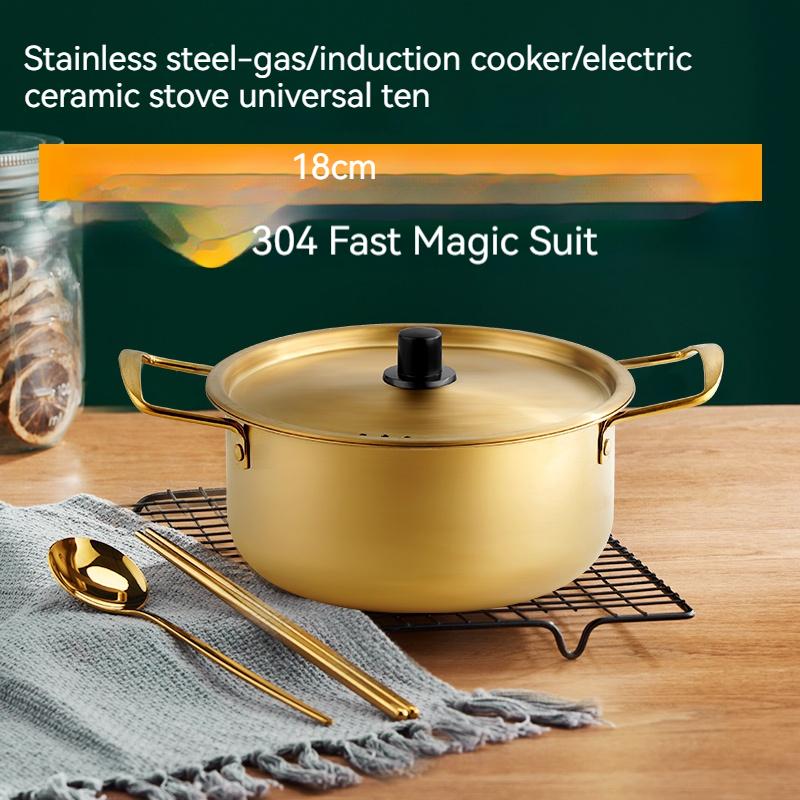 Мини Военный Горшок для Лапши Посуда Рамен Кемпинг Горшок Двойные Ручки С Крышкой Кастрюля для Бульона Горшок для Рамен Быстрого Приготовления Хотпот Корейский