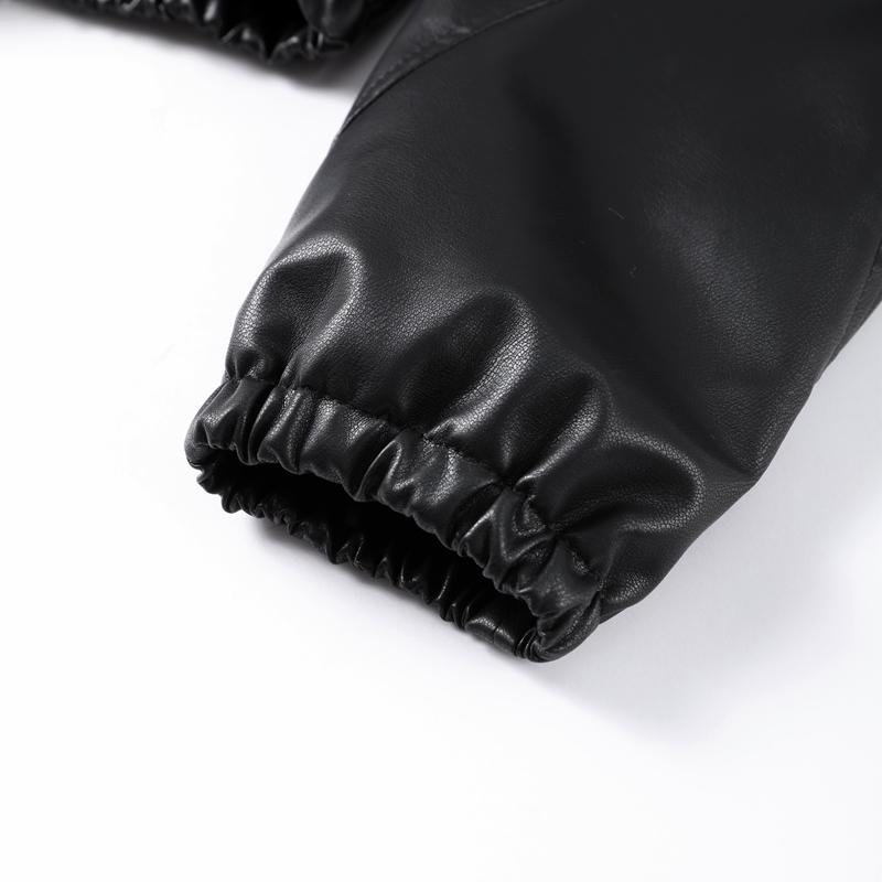 Vintage Faux Leather Zipper Crop Jackets Women Full Sleeve Pockets Hoodie Coat Autumn Hipster High Street Outwear