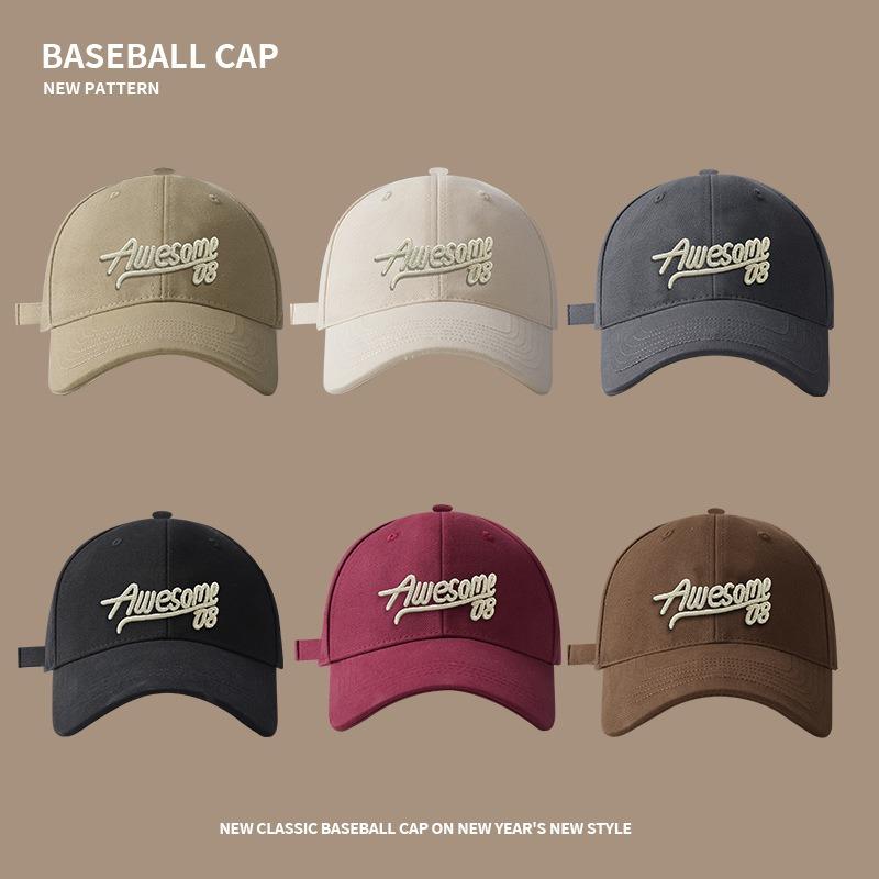 Embroidery Letter Baseball Cap Children Spring Summer Student Couple Versatile Street Racket Tide Wide Brim Peaked Cap Men