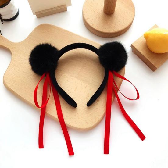 Повязка на голову для взрослых, плюшевая повязка на голову с декором из ленты, праздничный косплей, головной убор для девочек, праздничный костюм, подарок
