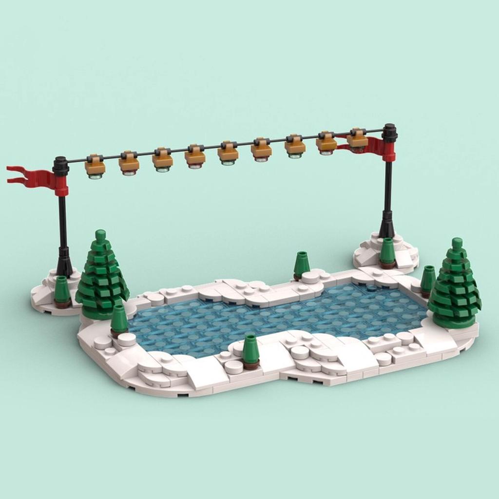 Зимний Рождественский каток MOC сборный конструктор из мелких деталей головоломка игрушка
