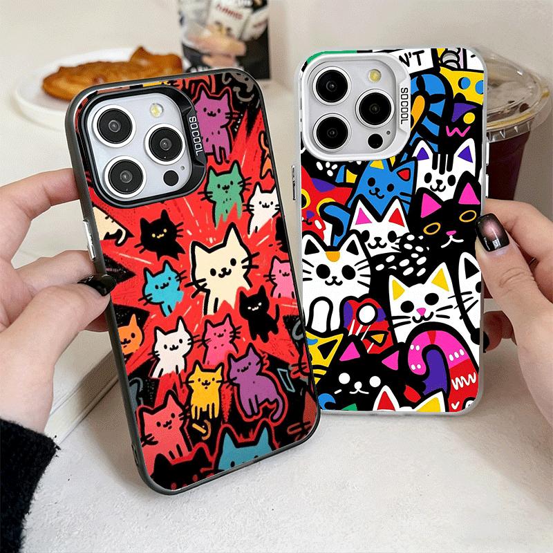 Мягкий чехол для телефона с мультяшными милыми кошками для iPhone 15 16 17 Pro Max 17Air 16E 14 Plus 13 12 Mini, противоударная задняя крышка
