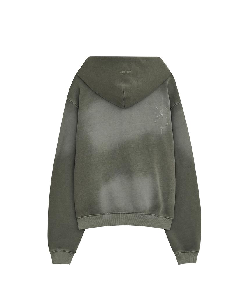 Defgarments Пигментная щетка с капюшоном на молнии [Хаки]