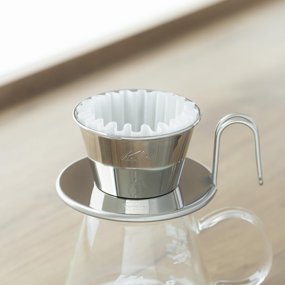 Kalita Кофейная воронка из нержавеющей стали серии Wave, изготовленная вручную мастером Tsubame для 1-2 человек, изготовленная в Японии, приспособление для заваривания кофе 1 2 1 2