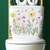Toilet Sticker Vibrant Flower Butterfly Easy To Apply Long-lasting Adhesion Non-fading Toilet Decoration Decals