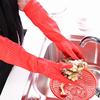 1Pair Red Gloves Washing Dishes Cleaning Waterproof Rubber Sleeve Gloves Latex Long Gloves Kitchen Tool Hands Protection