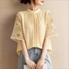 ZANZEA Women Casual Round Neck Splice Half Sleeve Summer Blouse