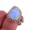 Natural Rainbow Moonstone Gemstone Two Tone 925 Sterling Silver Ring S.8.5 J2z41