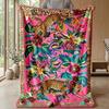 Leopard and Floral Elegance 7 Theme blanket Lightweight Warm Flannel Blanket Decorative Throw Blanket for Home Decoration