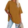 Womens' Fashionable And Casual Solid-color Basic Round-neck Short-sleeved Top