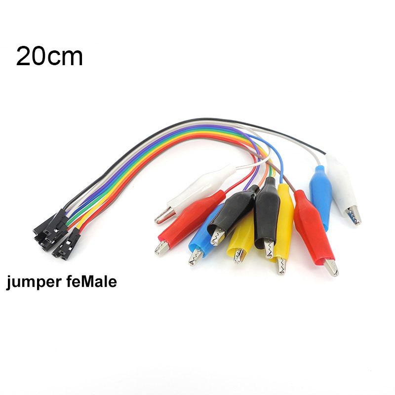 10 шт./лот, 20 см 30 см, зажим «крокодил» для перемычки, 10-контактный зажим «мама-крокодил» на 10-контактный гнездовой тестовый кабель для Arduino Raspberry