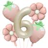 5 шт. Матовый молочно-белый Фольгированный шар с изображением фруктов, клубники, цветов, с шаром-цифрой 32 дюйма, Ягодный, Первый день рождения, Летняя вечеринка, Принадлежности