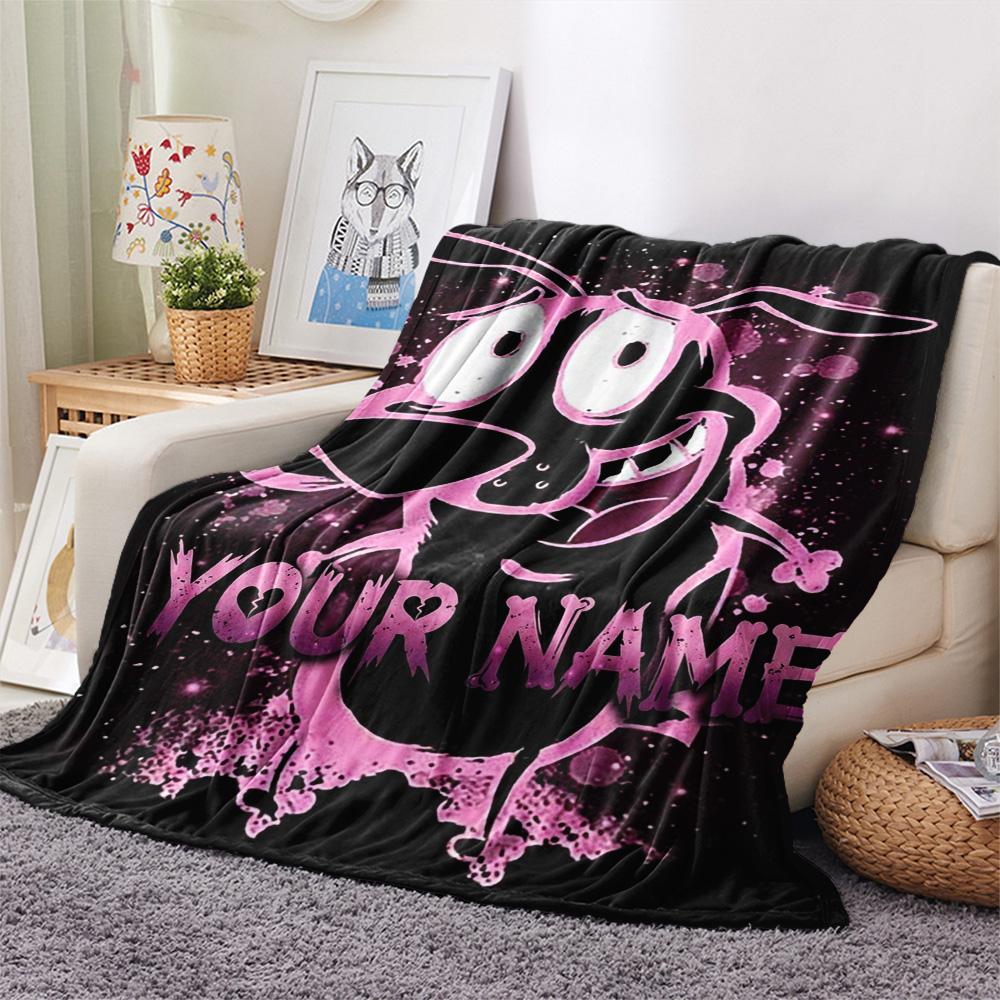 1PC Pink Bunny Galaxy Custom Name Patterned Flannel Blanket Suitable For All Seasons For Home Decor Warmth And Comfort Gifts Holiday Present