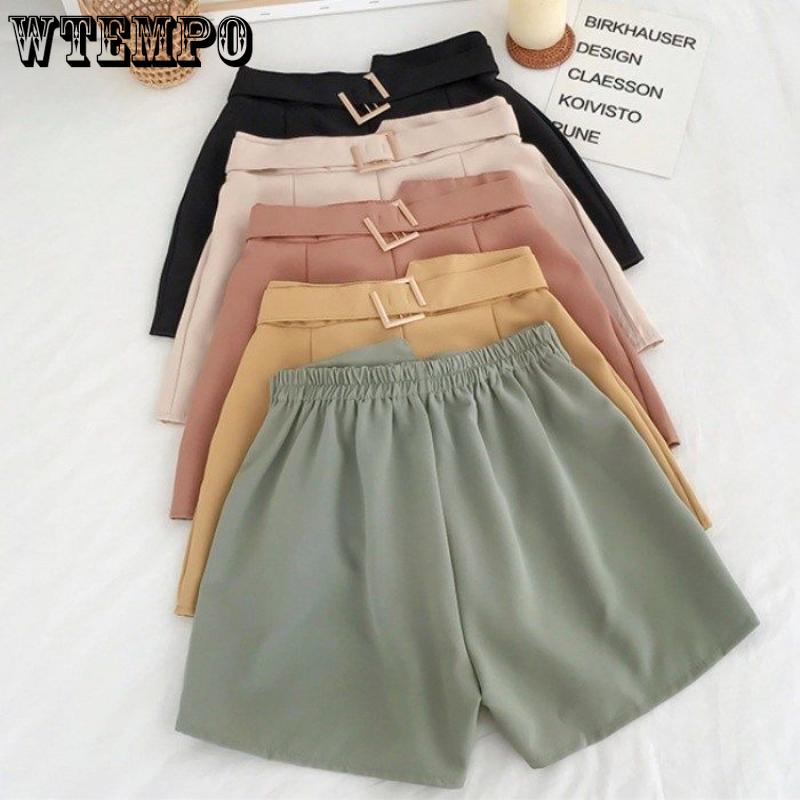 WTEMPO Summer Women's Chiffon Shorts Fashion High Waist Loose Shorts Wide Leg Shorts Casual Shorts Suit Shorts