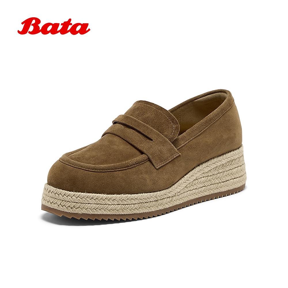 Bata Lefu Shoes Women's 25 Autumn New Edition British Style Cashmere Leather Single Shoes