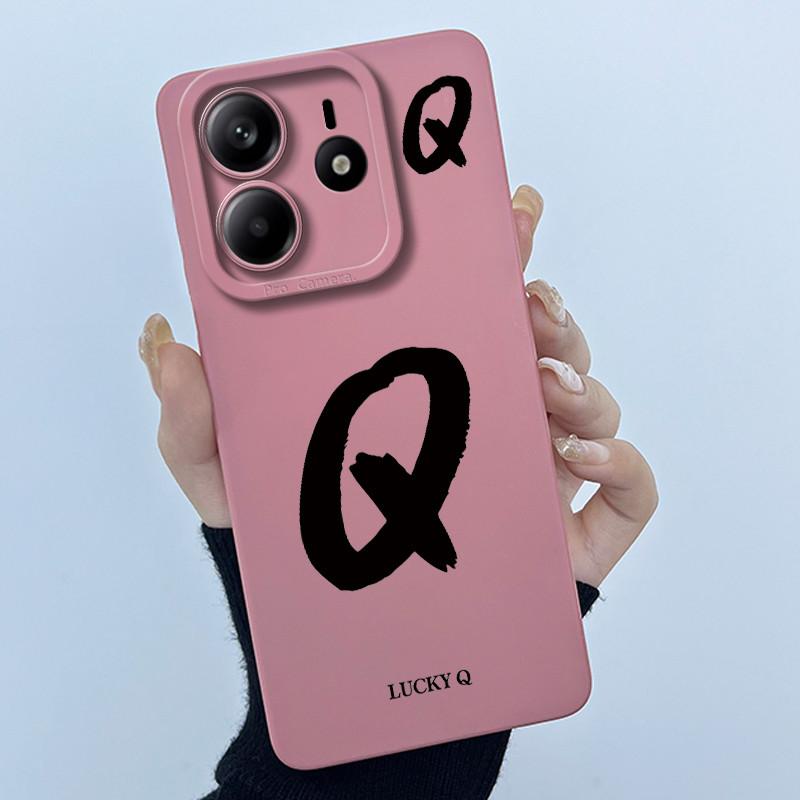 For Xiaomi Redmi Note 14 5G Cover Case Lucky Initial Letter Couple Silicone Soft Matte Phone Bumper for Redmi Note14 5G Casing