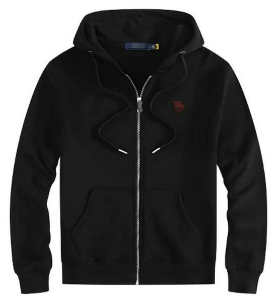 Men's Plush Lined Hooded Sweatshirt, Embroidered Loose Fit, Autumn/Winter Polo Style, Plus Size, RL Design
