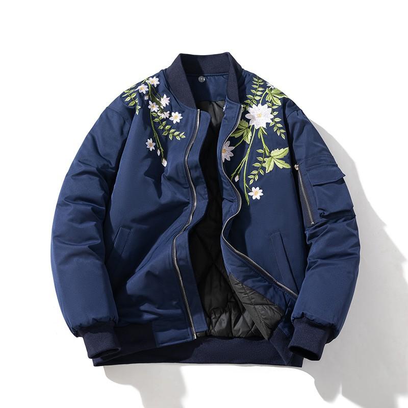 Mens Oversized Bomber Jacket With Embroidered Letters Casual Sporty Outerwear Fall