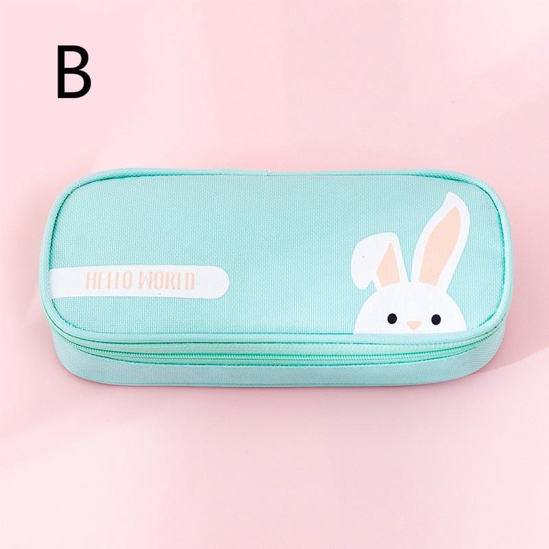 Creative Stationery Box Student Cute Simple Bag Zipper Oxford Cloth Cartoon Large Capacity Pencil Case School Supplies