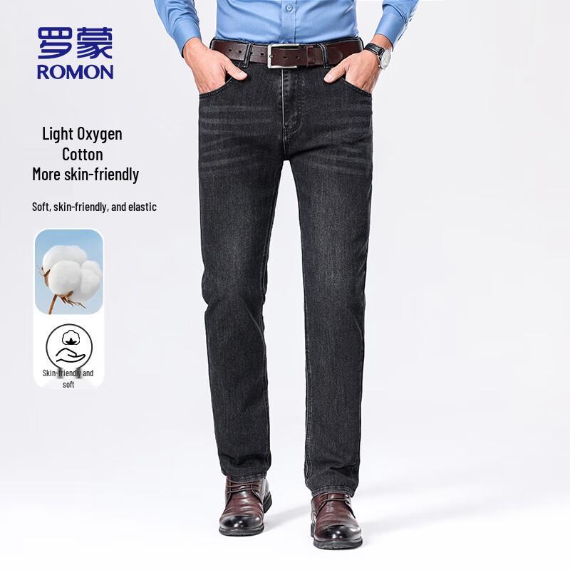 ROMON Мужские утепленные джинсы стрейч прямого кроя