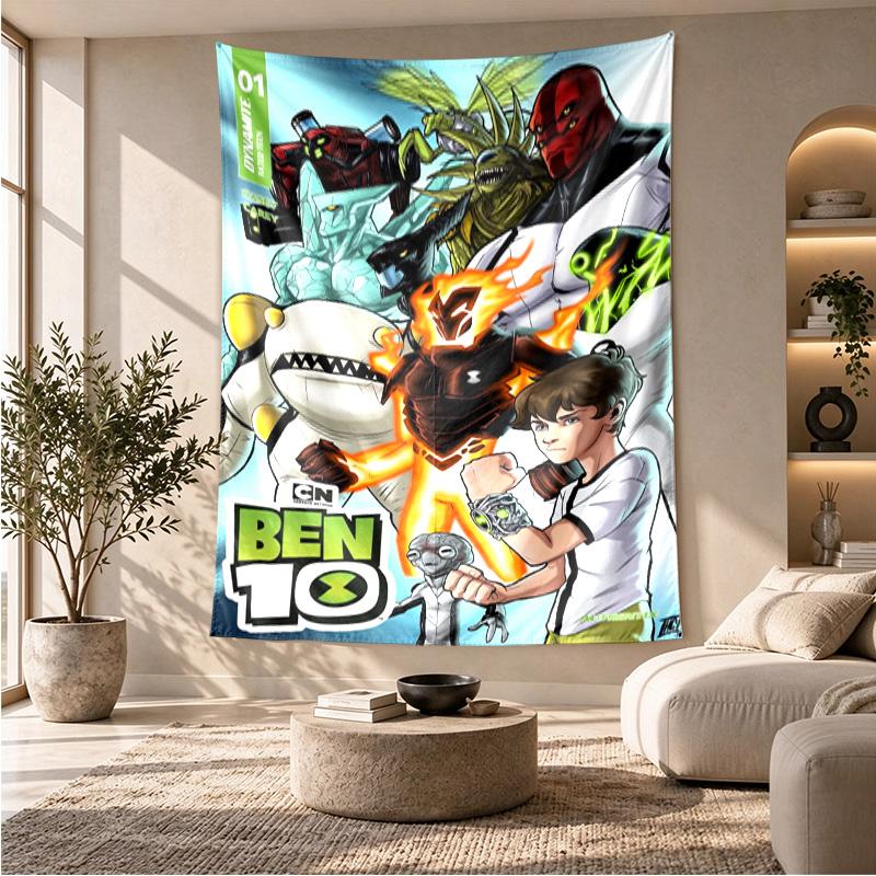 Alien Hero Ben 10 Cartoon Theme Beach Towel Personalized Custom Name & Text Soft Quick Dry Beach Towel for Swimming Travel