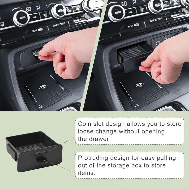 2pcs Center Console Organizer for Honda Pilot 2023-2025/2026 Passport Interior Accessories, Middle Glove Box Hidden Armrest Box