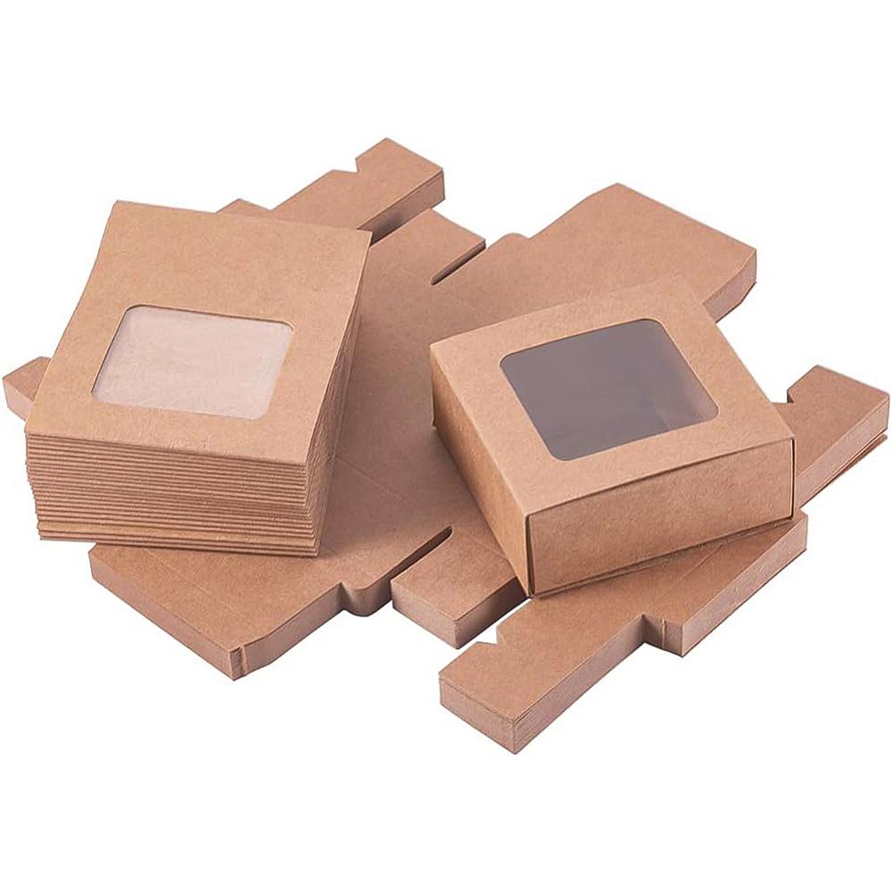 24pcs Kraft Paper Box Square BurlyWood 8x8x3cm
