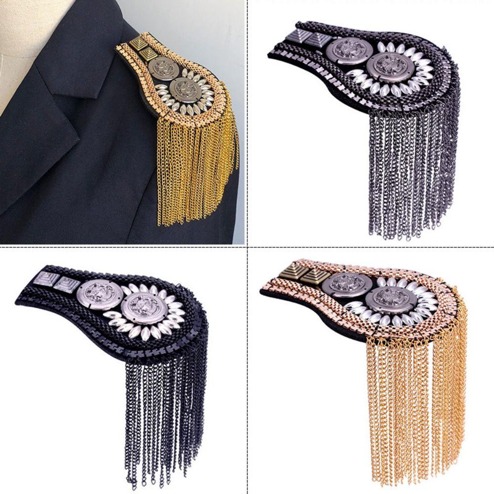 Metal Brooch Shoulder Board Zinc Zinc Alloy Jacket Vintage Brooch Tassel Chain Epaulettes Party