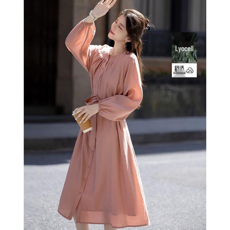 Demana Lyocell Pleated Babydoll Maxi Dress