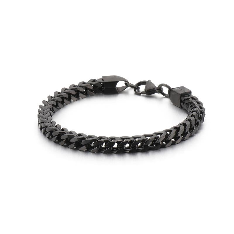 Japan and Korea Trend Versatile Stainless Steel Front and Back Chain Men's Bracelet Creative Retro Hipster Titanium Steel Accessories