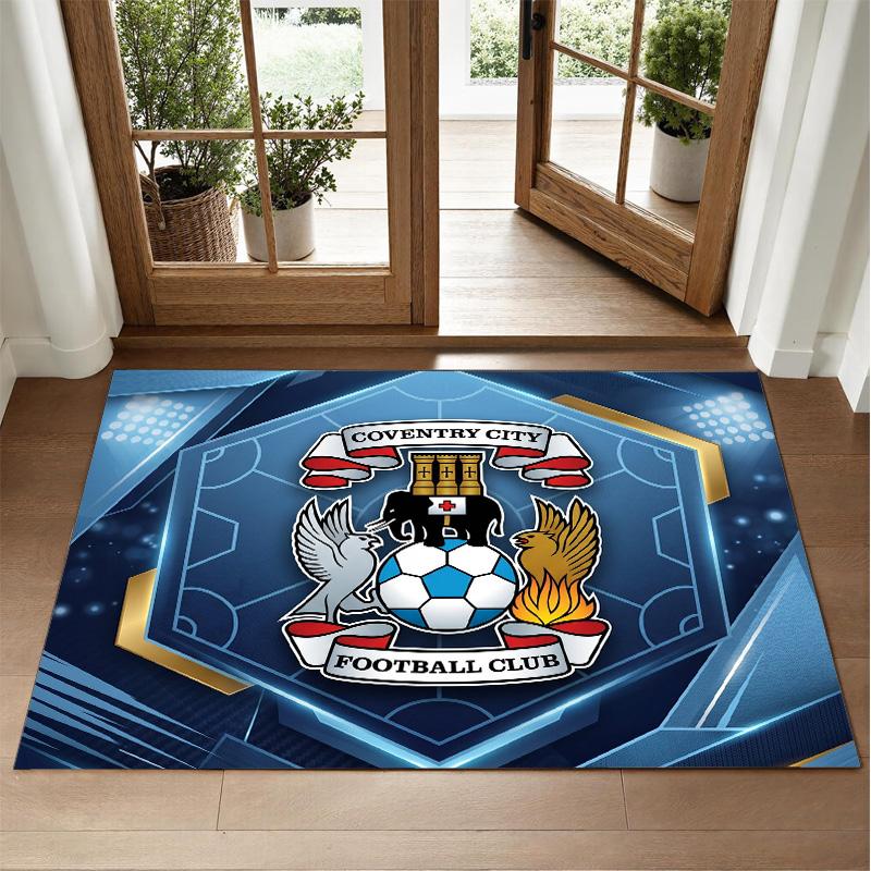 Coventry City Football Design Crystal Velvet Rug Soft Decorative Mat for Bedroom Entrance