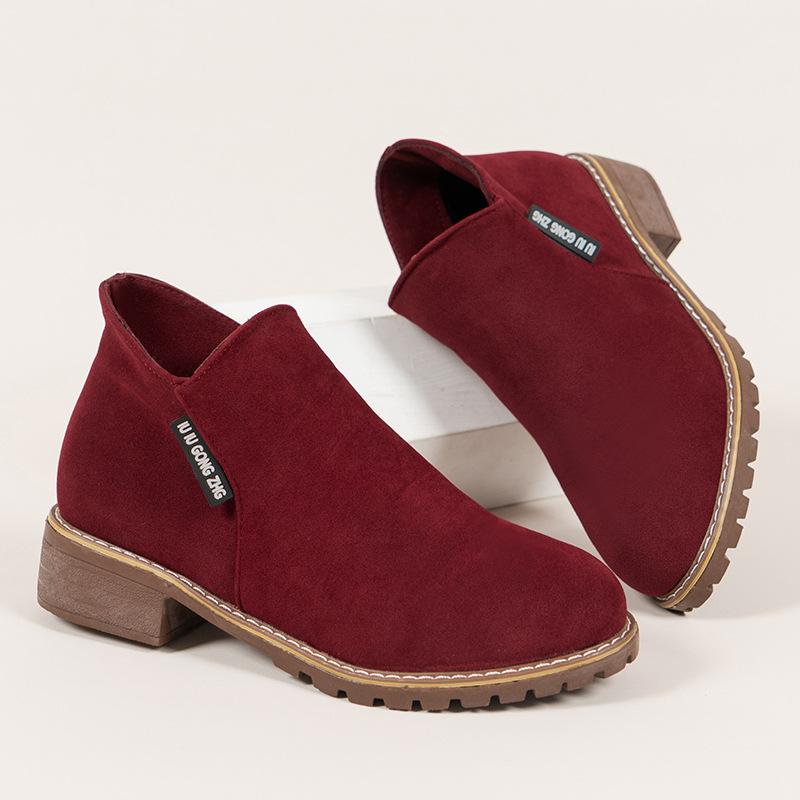 Модные короткие сапоги до щиколотки на среднем каблуке в стиле ретро для женщин, на толстом каблуке, на плоской подошве, с боковой молнией, простые, удобные, повседневные женские туфли