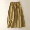 Real Shot Summer New Literary Loose Splicing Solid Color Cotton Elastic Waist Skirt Women's Medium and Long