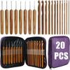 20 Pcs Bamboo Crochet Hooks, Lightweight and Eco-Friendly of Full Gift Set with Crochet Hooks Bag, Crochet Hooks for Crocheting XYZ