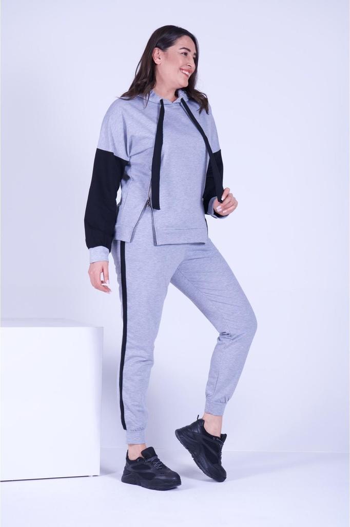 Женский модный спортивный костюм большого размера с капюшоном на боковой молнии, оверсайз (большой) Размер спортивного костюма 9376