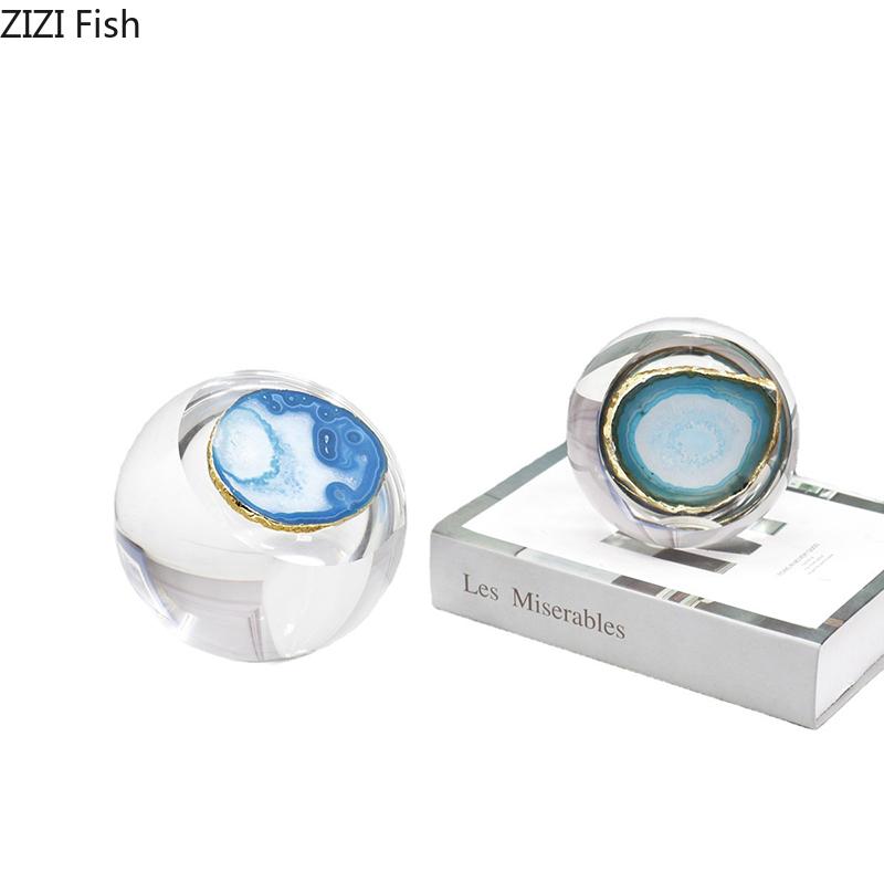 Agate Decorative Crystal Ball Modern Crafts Desk Decoration Geometric Artwork Crystal Ball Ornaments Room Aesthetic Decor