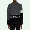 Off-White Вязаный шерстяной свитер с логотипом алфавита в стиле пэчворк, мужские топы, темно-серый OMHE048E20KNI0010701