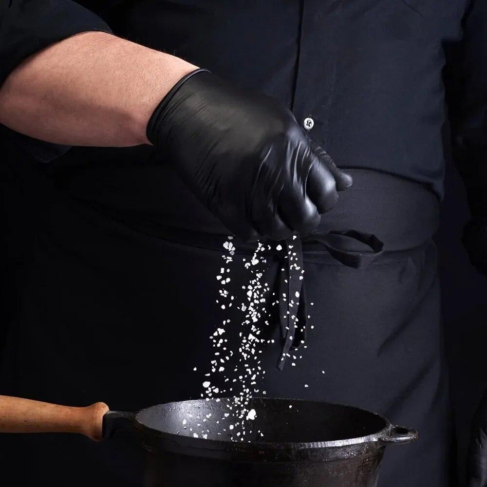 100 шт., черные нитриловые перчатки, утолщенные прочные бытовые чистящие перчатки, перчатки для мытья посуды для сада, окрашивания волос, татуировок