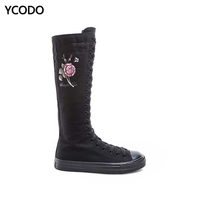 Весенне-осенние женские ботинки, парусиновые сапоги до середины икры, повседневная обувь с высоким берцем, длинные сапоги, удобные ботинки на плоской подошве со шнуровкой, размер 34-43