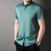 2025 Лето Мужская Однотонная Рубашка Мужская Деловая Платье Гавайские Рубашки Лето Мужская Свободная Блузка с Коротким Рукавом