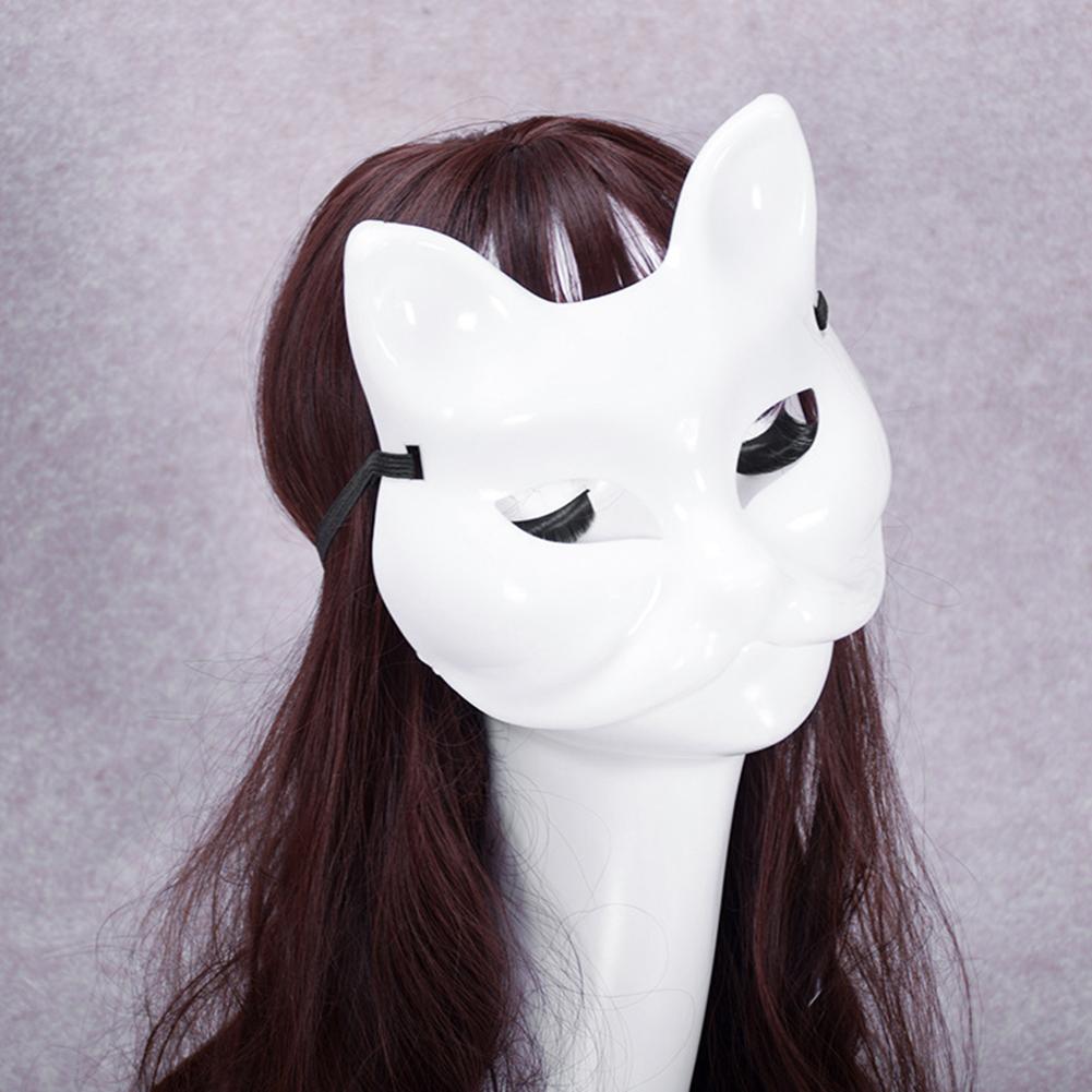 DIY White Masquerade Masks Handmade Japanese Kabuki Kitsune Masks Plastic Creative Funny Multi-function Fancy for Costume Party