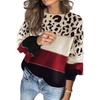 Fashionable Winter Autumn And Winter New Contrast Color Sweater Women's Loose Round Neck Bottoming Sweater