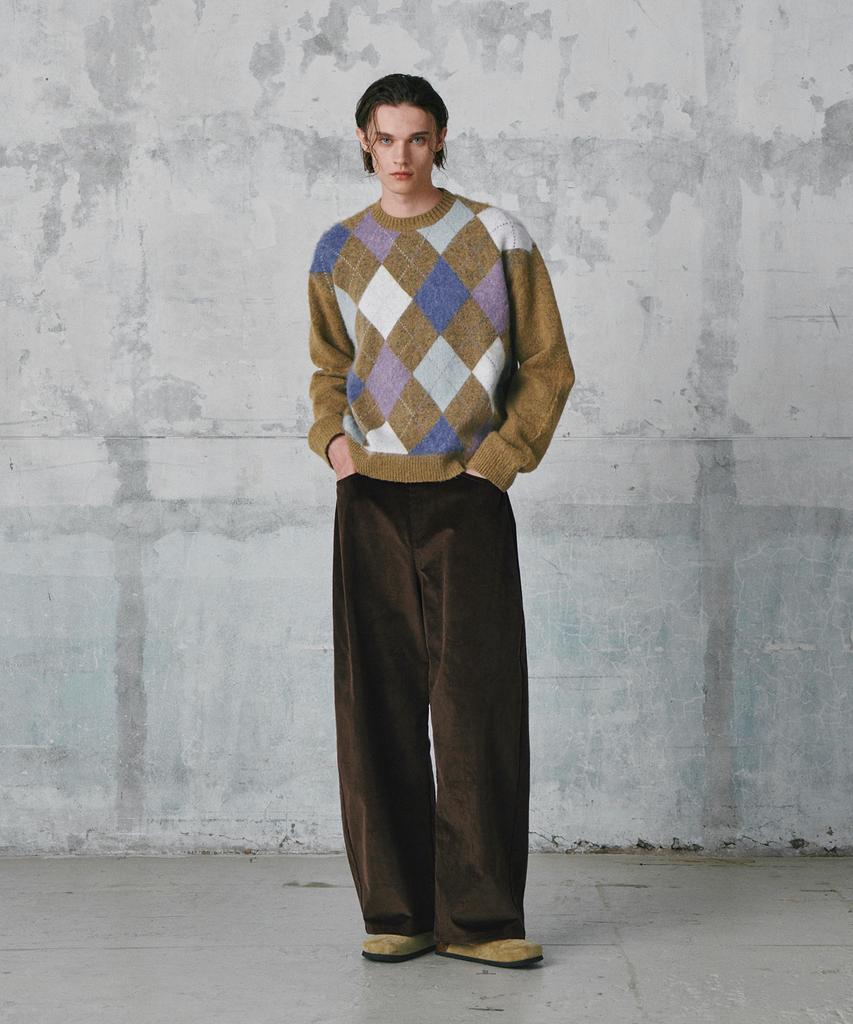 GLW Soft Argyle Knit Brown