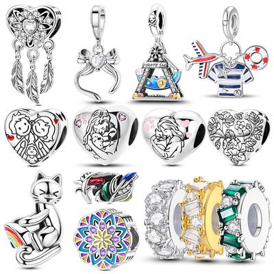 Винтажная медь Развлечения Пиратский корабль и форма моряка и бусины-шармы в виде резного сердца Подходят для браслетов ювелирных изделий известных брендов