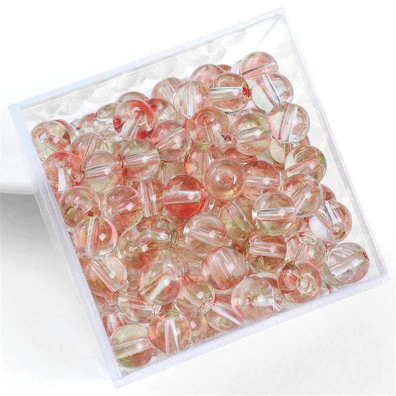 Комплект браслетов из бисера Summer Jelly Gold Glitter: Двойные стеклянные круглые бусины и полусахарные пузырчатые бусины